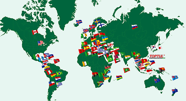 نقشه عرضه محصولات تاپ تول در کشورهای مختلف جهان